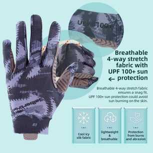 Seibertron Adult S.P.S.G - 4 Horse Riding Touchscreen UPF100+ UV Sun Glove - SeibertronSports