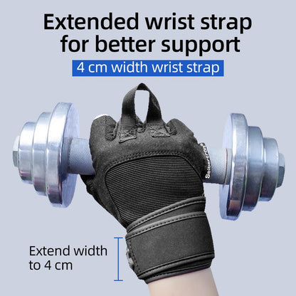Seibertron Fitness Gloves for Weightlifting, Dumbbell & Pull - Up Bar Training, Long Wrist Wraps, Outdoor Half - Finger Design - Seibertron