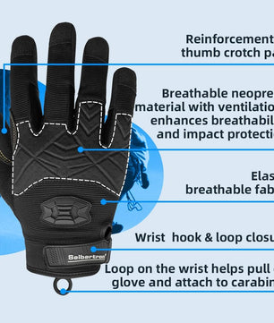 Seibertron Full Finger Padded Palm Lightweight Breathable Climbing Rope Gloves for Climbers, Rock Climbing, Rescue, Adventure, Sailing, Kayaking, Outdoor Sports, Climbing Gloves - SeibertronOutdoors
