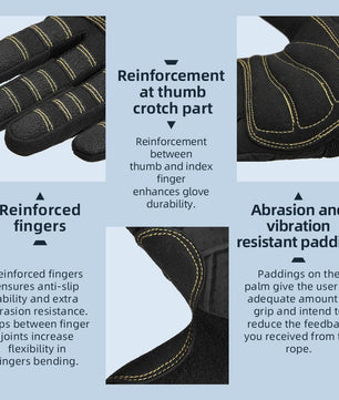 Seibertron Full Finger Padded Palm Lightweight Breathable Climbing Rope Gloves for Climbers, Rock Climbing, Rescue, Adventure, Sailing, Kayaking, Outdoor Sports, Climbing Gloves - SeibertronOutdoors