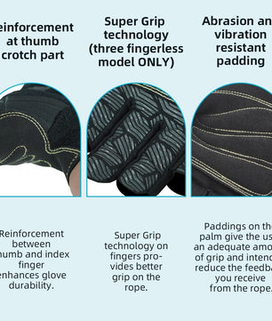 Seibertron Half Finger Padded Palm Lightweight Breathable Climbing Rope Gloves for Climbers, Rock Climbing, Rescue, Adventure, Sailing, Kayaking, Outdoor Sports - SeibertronOutdoors
