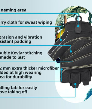 Seibertron Half Finger Padded Palm Lightweight Breathable Climbing Rope Gloves for Climbers, Rock Climbing, Rescue, Adventure, Sailing, Kayaking, Outdoor Sports - SeibertronOutdoors
