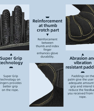 Seibertron Half Finger Padded Palm Lightweight Breathable Climbing Rope Gloves for Climbers, Rock Climbing, Rescue, Adventure, Sailing, Kayaking, Outdoor Sports - SeibertronSports Gloves