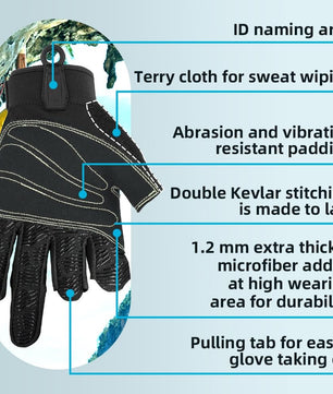 Seibertron Half Finger Padded Palm Lightweight Breathable Climbing Rope Gloves for Climbers, Rock Climbing, Rescue, Adventure, Sailing, Kayaking, Outdoor Sports Three Finger - Seibertron