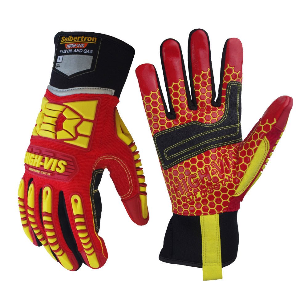 Seibertron HIGH - VIS HRC5 Rigger Excellent Grip Cut5 Handyman/Boxer Work Gloves Abrasion Resistant Oil & Gas Drilling Safety Impact Protection Gloves CE EN388 4542 - SeibertronTools