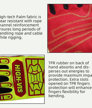 Seibertron HIGH - VIS HRIG Anti Impact Work Gloves Hi - Vis Oil and Gas Water Resistant Safety Heavy Duty Utility Mechanic Rigger Glove with TPR Protection Yellow Red CE EN388 4132 - Seibertron