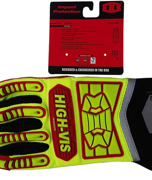 Seibertron HIGH - VIS HRIG Anti Impact Work Gloves Hi - Vis Oil and Gas Water Resistant Safety Heavy Duty Utility Mechanic Rigger Glove with TPR Protection Yellow Red CE EN388 4132 - Seibertron