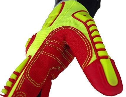 Seibertron HIGH - VIS HRIG Anti Impact Work Gloves Hi - Vis Oil and Gas Water Resistant Safety Heavy Duty Utility Mechanic Rigger Glove with TPR Protection Yellow Red CE EN388 4132 - Seibertron