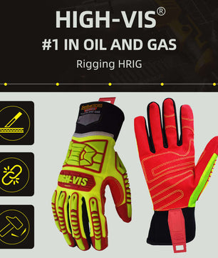Seibertron HIGH - VIS HRIG Anti Impact Work Gloves Hi - Vis Oil and Gas Water Resistant Safety Heavy Duty Utility Mechanic Rigger Glove with TPR Protection Yellow Red CE EN388 4132 - Seibertron