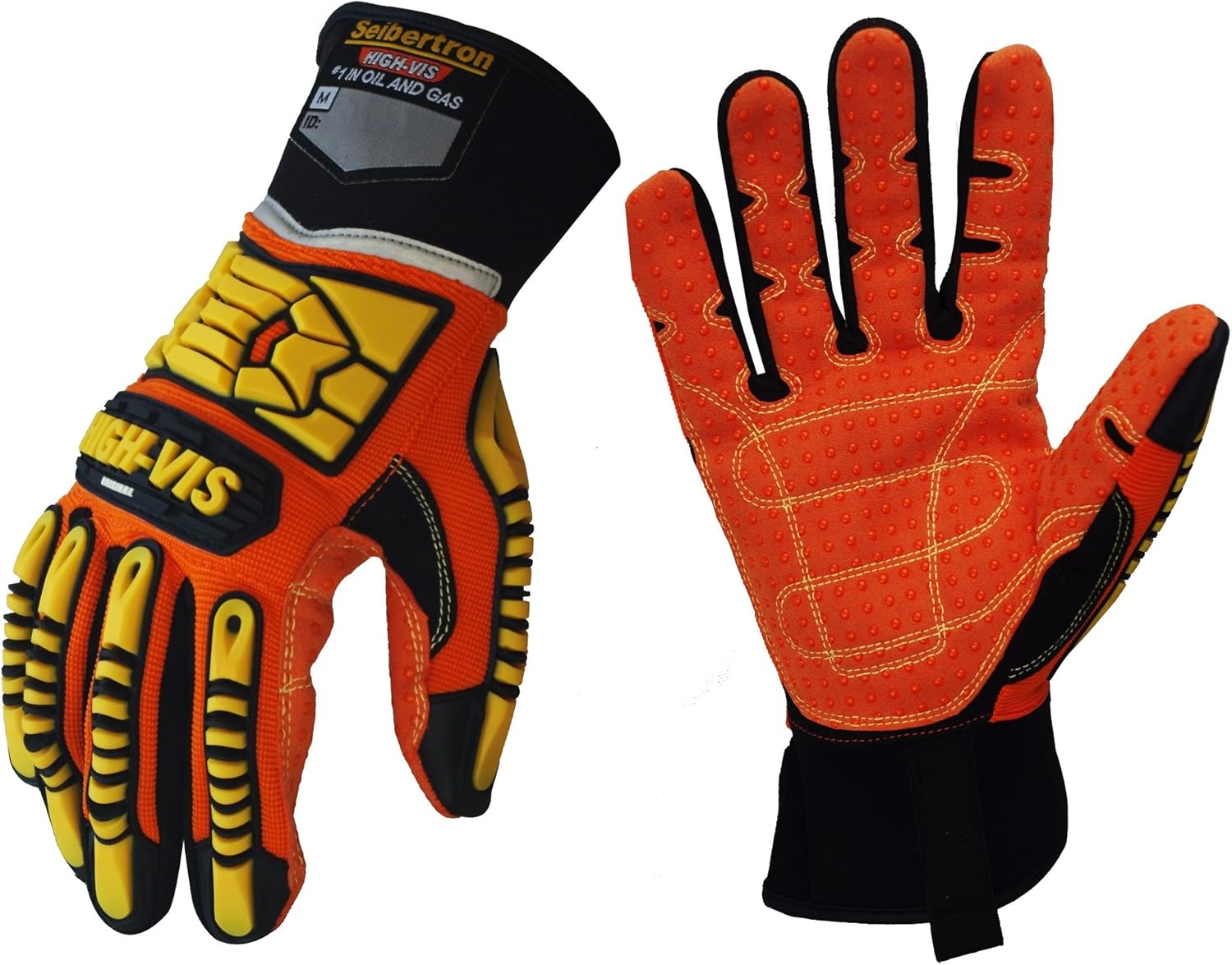 Seibertron High-Vis SDX anti-impact mechanic gloves, heavy duty safety gloves for industrial use