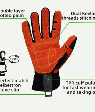 Seibertron HIGH - VIS SDX2 Resistant Reducing Anti - Impact Mechanics Heavy Duty Safety Rescue Gloves CE EN388 4232 with 1 Black Glove Clip - SeibertronTools