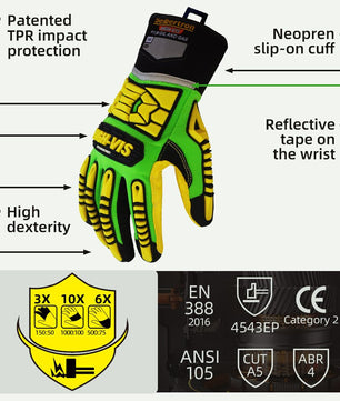 Seibertron HIGH - VIS SDXC5 Mechanics Cut5 Impact Cut Puncture Resistant Gloves Oil and Gas/Oilfield Safety Gloves CE EN388 4543 - Seibertron