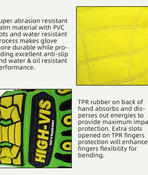 Seibertron HIGH - VIS SDXC5 Mechanics Cut5 Impact Cut Puncture Resistant Gloves Oil and Gas/Oilfield Safety Gloves CE EN388 4543 - Seibertron