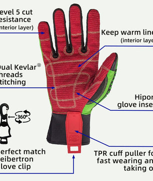 Seibertron HIGH - VIS WPC5 Level 5 Cut Resistant Cold Weather Condition Waterproof Impact Oil and Gas Safety Gloves - SeibertronTools