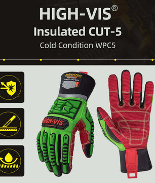 Seibertron HIGH - VIS WPC5 Level 5 Cut Resistant Cold Weather Condition Waterproof Impact Oil and Gas Safety Gloves - SeibertronTools