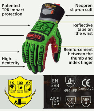 Seibertron HIGH - VIS WPC5 Level 5 Cut Resistant Cold Weather Condition Waterproof Impact Oil and Gas Safety Gloves - SeibertronTools