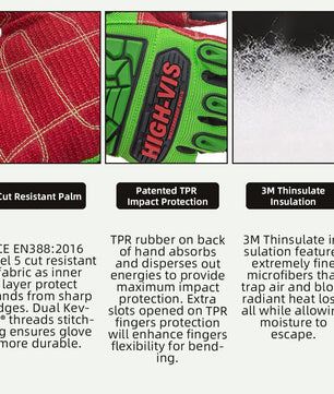 Seibertron HIGH - VIS WPC5 Level 5 Cut Resistant Cold Weather Condition Waterproof Impact Oil and Gas Safety Gloves - SeibertronTools
