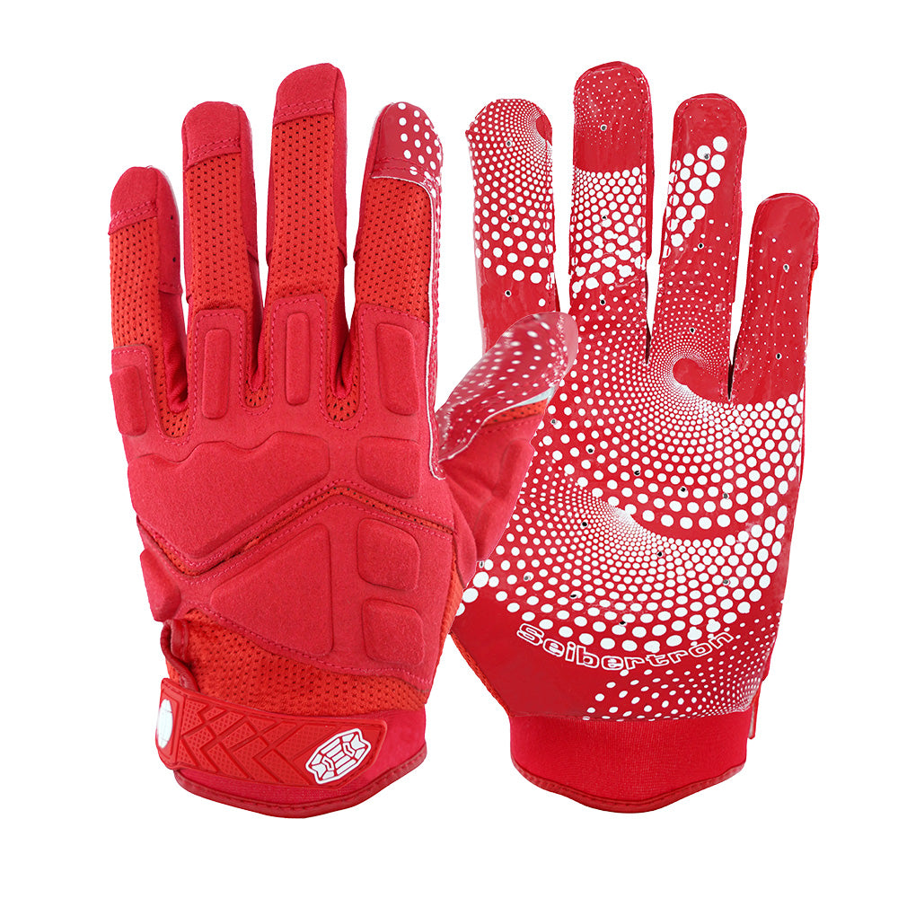 color:Red | Seibertron H.P.I.R.G football receiver gloves white background main image