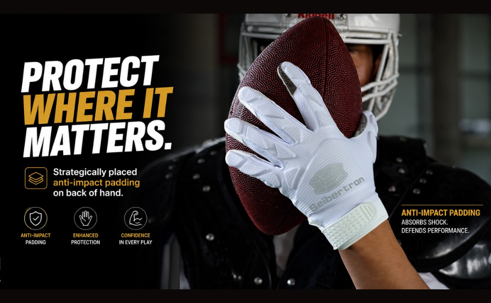 seibertron-gallery:hpirg-hp-series-20260714 | product:8307911884990 | color:all | slot:17 | Seibertron H.P.I.R.G touchscreen football receiver gloves A plus protection feature banner