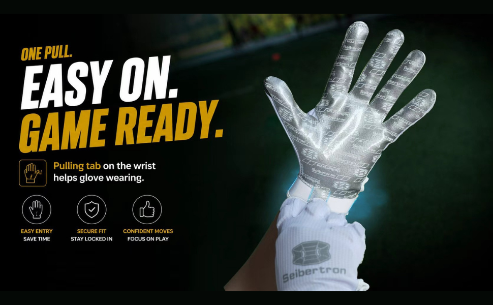 seibertron-gallery:hpirg-hp-series-20260714 | product:8307911884990 | color:all | slot:19 | Seibertron H.P.I.R.G touchscreen football receiver gloves A plus easy on feature banner