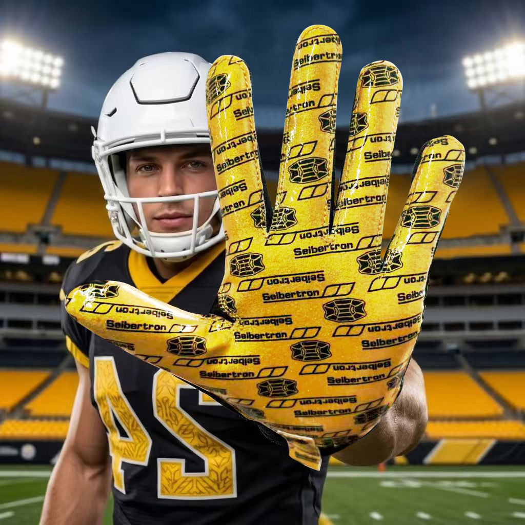 seibertron-gallery:hpirg-hp-series-20260714 | product:8307911884990 | color:Black | slot:1 | Seibertron H.P.I.R.G touchscreen football receiver gloves black yellow palm main image