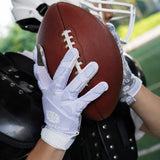seibertron-gallery:hpirg-hp-series-20260714 | product:8307911884990 | color:White | slot:13 | Seibertron H.P.I.R.G touchscreen football receiver gloves white football closeup image 2