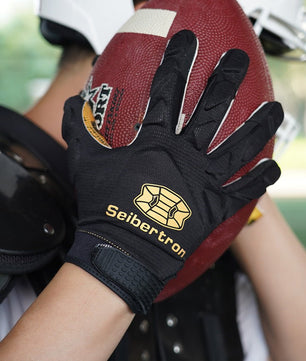 Seibertron H.P.I.R.G Touchscreen Lineman and Football Receiver Gloves, Flexible Breathable Impact Protection Back of Hand Glove Adult and Youth Sizes - SeibertronOutdoors