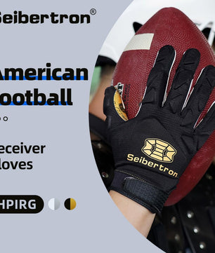 Seibertron H.P.I.R.G Touchscreen Lineman and Football Receiver Gloves, Flexible Breathable Impact Protection Back of Hand Glove Adult and Youth Sizes - SeibertronOutdoors