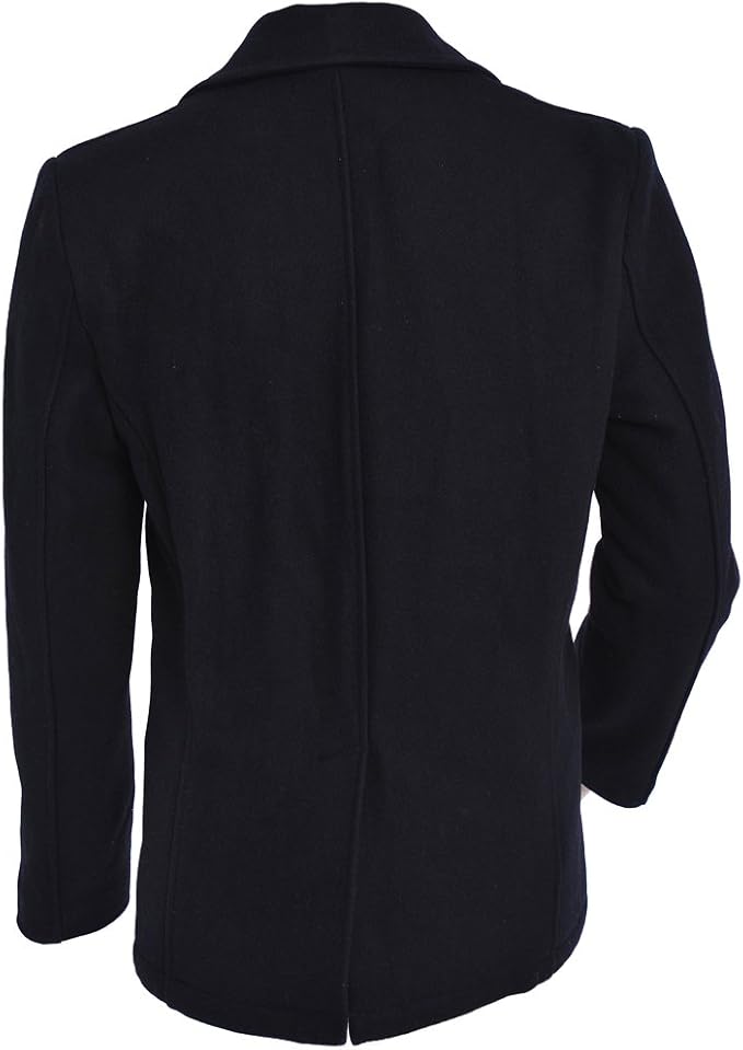 Seibertron Men's Woolen Coat US Navy Type 80% Wool USN Pea Coat - SeibertronApparel522010207267