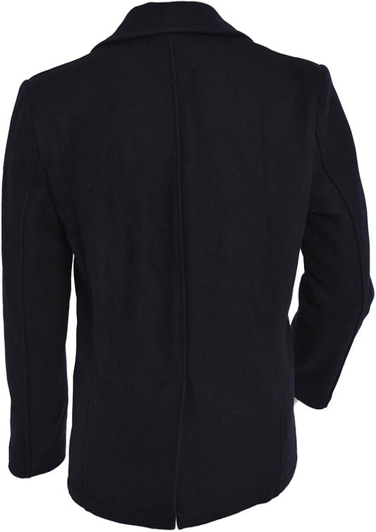 Seibertron Men's Woolen Coat US Navy Type 80% Wool USN Pea Coat - SeibertronApparel522010207267