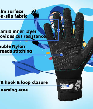 Seibertron Patented C.R.D.G 1.0 / C.R.D.G 2.0 Aramid Anti - Cut Puncture Resistant Diving Gloves - SeibertronSports