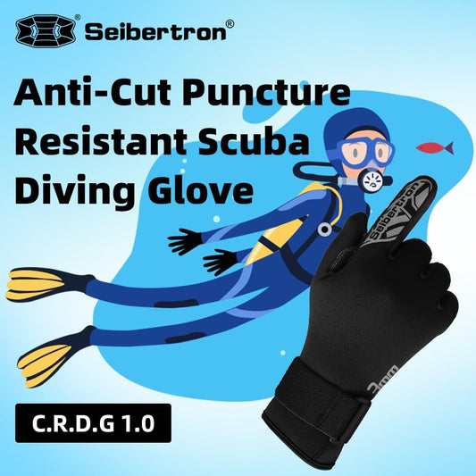 Seibertron Patented C.R.D.G 1.0 / C.R.D.G 2.0 Aramid Anti - Cut Puncture Resistant Diving Gloves - SeibertronSports