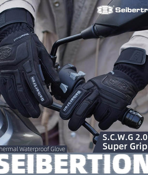 Seibertron S.C.W.G 2.0 Waterproof Winter - 4℉ Cold Proof Touchscreen Anti Slip Palm Impact Gloves for Cycling Motorcycle - Seibertron