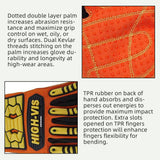seibertron-gallery:sdx2-safety-gloves-20260714 | product:sdx2 | color:Orange Yellow | slot:5 | Seibertron HIGH-VIS SDX2 safety gloves abrasion resistant palm and TPR protection detail panels