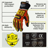 seibertron-gallery:sdx2-safety-gloves-20260714 | product:sdx2 | color:Orange Yellow | slot:3 | Seibertron HIGH-VIS SDX2 safety gloves TPR impact protection and CE ANSI rating detail image