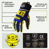 seibertron-gallery:sdxw-safety-gloves-20260715 | product:sdxw | color:Blue Yellow | slot:3 | Seibertron HIGH-VIS SDXW safety gloves TPR impact protection and CE ANSI rating detail image