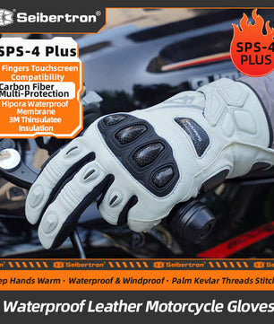 Seibertron SPS - 4 Plus Youth Upgraded Motorcycle Gloves for Snowy Conditions – Motorcycle Gloves with Breathable Lining, Comfortable Motorcycle Gloves for Winter, Carbon Fiber, Waterproof, and Motorcycle Gloves for Low - Light Conditions - Seibertron