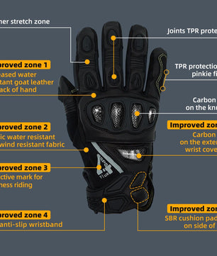 Seibertron SPS - 4 Plus Youth Upgraded Motorcycle Gloves for Snowy Conditions – Motorcycle Gloves with Breathable Lining, Comfortable Motorcycle Gloves for Winter, Carbon Fiber, Waterproof, and Motorcycle Gloves for Low - Light Conditions - Seibertron