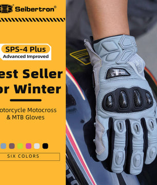 Seibertron SPS - 4 Plus Youth Upgraded Motorcycle Gloves for Snowy Conditions – Motorcycle Gloves with Breathable Lining, Comfortable Motorcycle Gloves for Winter, Carbon Fiber, Waterproof, and Motorcycle Gloves for Low - Light Conditions - Seibertron