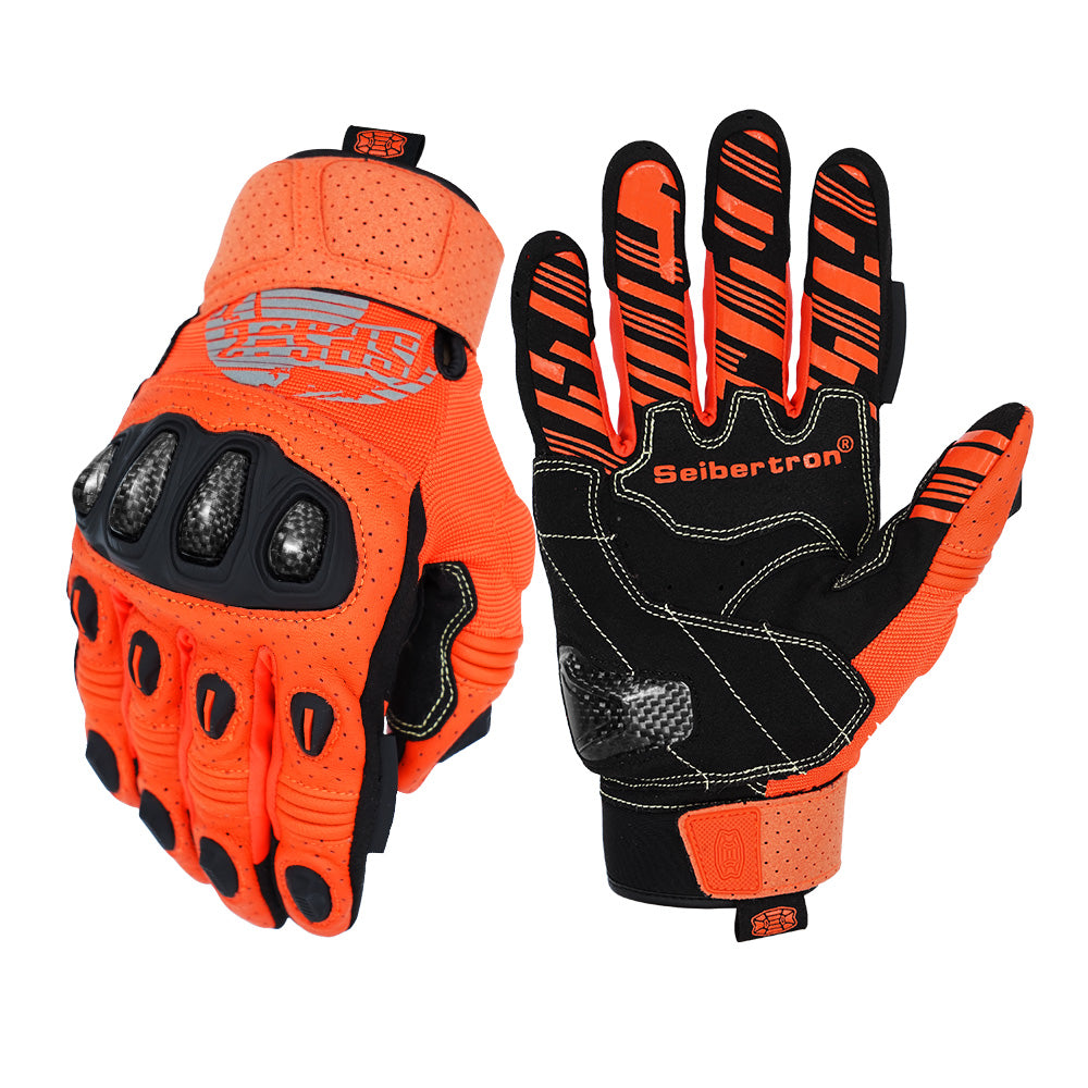 color:Orange | Seibertron SPS-2 Plus motorcycle gloves white background main image