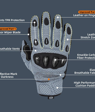 Seibertron SPS2 Plus Youth Summer Motorcycle Gloves – Genuine Leather, Breathable, Carbon Fiber, Abrasion - Resistant, Anti - Slip Design for Enhanced Comfort and Protection - SeibertronSports Gloves