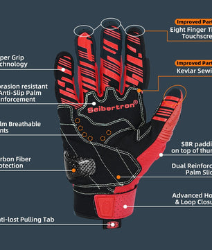 Seibertron SPS2 Plus Youth Summer Motorcycle Gloves – Genuine Leather, Breathable, Carbon Fiber, Abrasion - Resistant, Anti - Slip Design for Enhanced Comfort and Protection - SeibertronSports Gloves