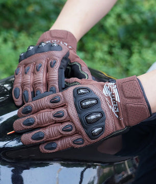 Seibertron SPS2 Plus Youth Summer Motorcycle Gloves – Genuine Leather, Breathable, Carbon Fiber, Abrasion - Resistant, Anti - Slip Design for Enhanced Comfort and Protection - SeibertronSports Gloves