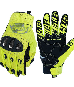 Seibertron SPS2 Plus Youth Summer Motorcycle Gloves – Genuine Leather, Breathable, Carbon Fiber, Abrasion - Resistant, Anti - Slip Design for Enhanced Comfort and Protection - SeibertronSports Gloves
