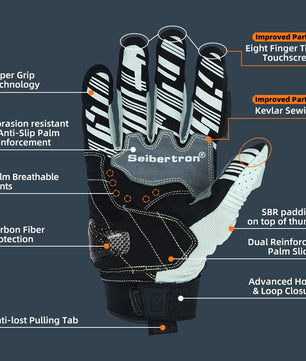 Seibertron SPS2 Plus Youth Summer Motorcycle Gloves – Genuine Leather, Breathable, Carbon Fiber, Abrasion - Resistant, Anti - Slip Design for Enhanced Comfort and Protection - SeibertronSports Gloves