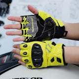 seibertron-gallery:sps7h-scene-color-groups-20260721 | product:8847662776510 | color:Fluorescent Yellow | slot:3 | Seibertron SPS-7H Fluorescent Yellow half-finger motorcycle gloves scene image 3
