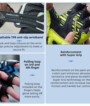 Seibertron Summer Youth Motorcycle Carbon Fiber Anti - Slip Soft Breathable Half - Finger Riding Gloves SPS - 9 - Seibertron