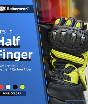 Seibertron Summer Youth Motorcycle Carbon Fiber Anti - Slip Soft Breathable Half - Finger Riding Gloves SPS - 9 - Seibertron