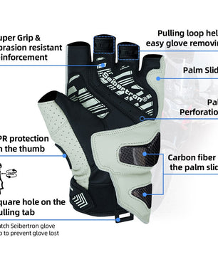 Seibertron Summer Youth Motorcycle Carbon Fiber Anti - Slip Soft Breathable Half - Finger Riding Gloves SPS - 9 - Seibertron