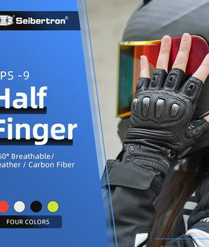 Seibertron Summer Youth Motorcycle Carbon Fiber Anti - Slip Soft Breathable Half - Finger Riding Gloves SPS - 9 - Seibertron